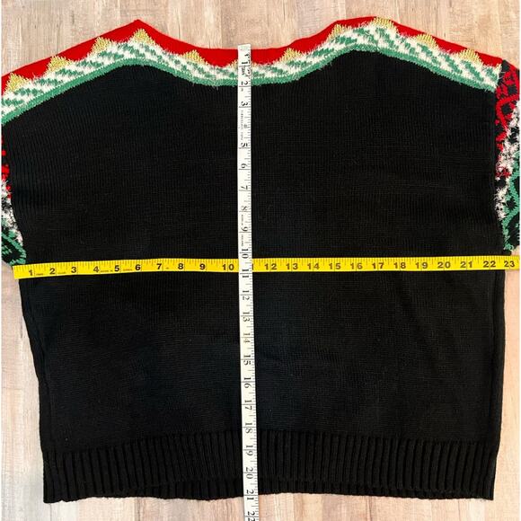 33 Degrees Christmas Sweater Women Med Black Red Dog Graphic Ugly Sweater Jingle - Picture 9 of 9